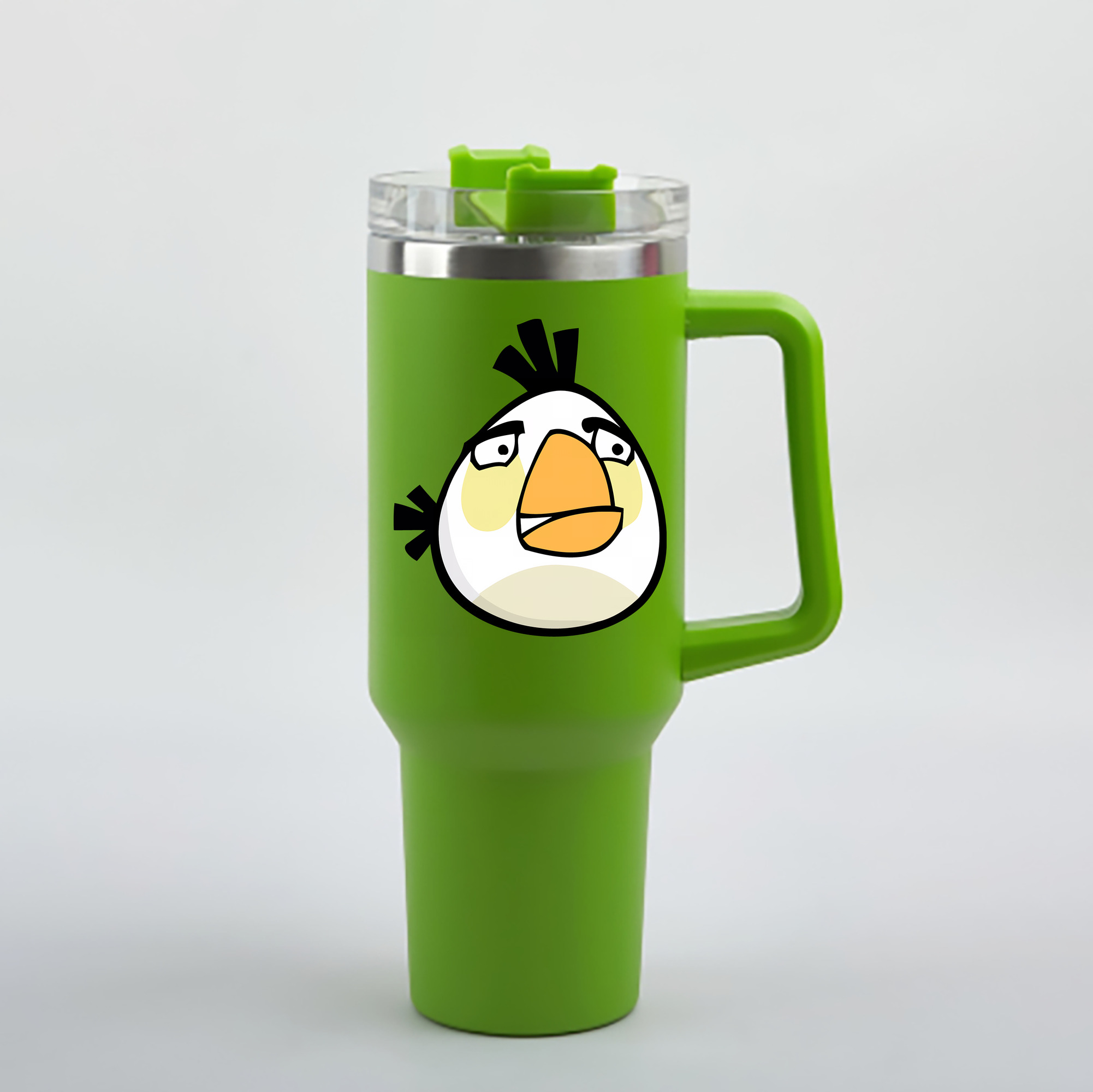 （画像用） Angry Birds アングリーバード 1200mL車用タンブラー - クリスタルステッカー（プラスチックストロー付き）